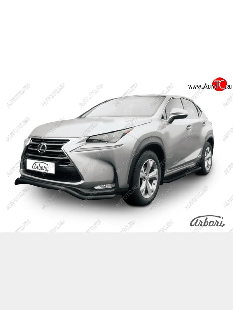 Защита переднего бампера Arbori (волна, черная, 1 труба d57 mm). Lexus NX300h Z10 дорестайлинг (2014-2017)  в Самаре Самарской области