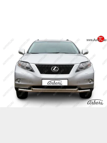 Защита переднего бампера Arbori (нержавейка, 2 трубы d57 и 57 mm) Lexus RX350 AL10 дорестайлинг (2008-2012)