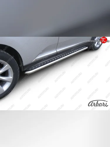 Защита штатных порогов с листом Arbori (нержавейка, алюминий, d57) Lexus RX350 AL10 дорестайлинг (2008-2012)