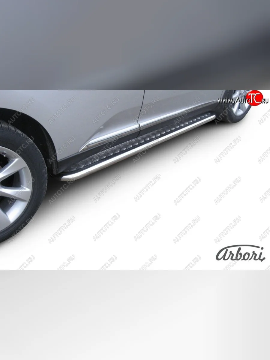 Защита штатных порогов с листом Arbori (нержавейка, алюминий, d57) Lexus RX350 AL10 дорестайлинг (2008-2012)  в Керчи Республика Крым