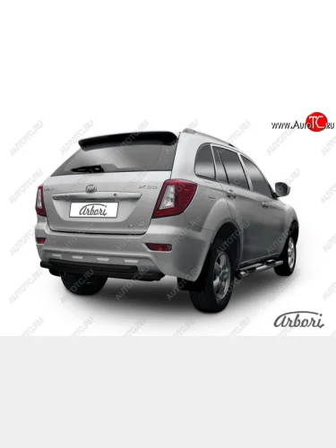 Защита заднего бампера Arbori (черная, 2 трубы d60 mm). Lifan X60 (2011-2016) дорестайлинг, 1-ый рестайлинг