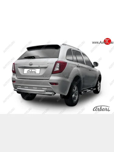 Защита заднего бампера Arbori (нержавейка, 2 трубы d60 mm). Lifan X60 (2015-2016) 1-ый рестайлинг