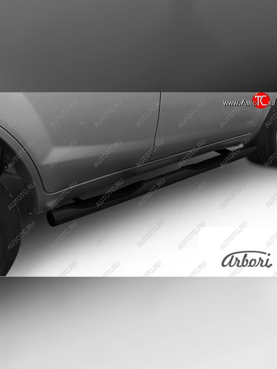 Защита штатных порогов Arbori (с проступью, черная, d60 mm). Lifan X60 дорестайлинг (2011-2015)  в Керчи Республика Крым