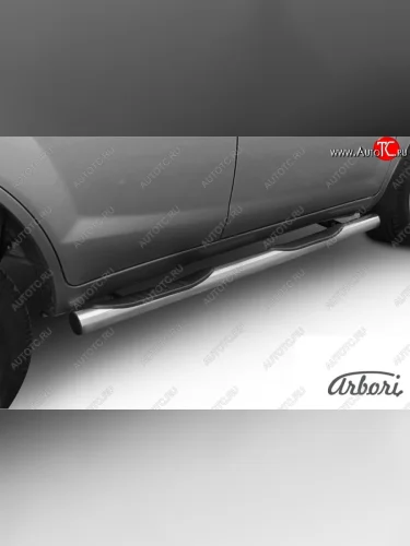 Защита штатных порогов Arbori (с проступью, нержавейка, d76 mm). Lifan X60 дорестайлинг (2011-2015)