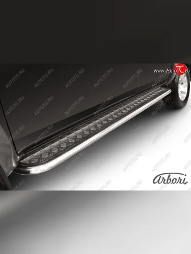 Защита штатных порогов с листом Arbori (нержавейка, алюминий, d57) Mazda BT-50 (2006-2011)