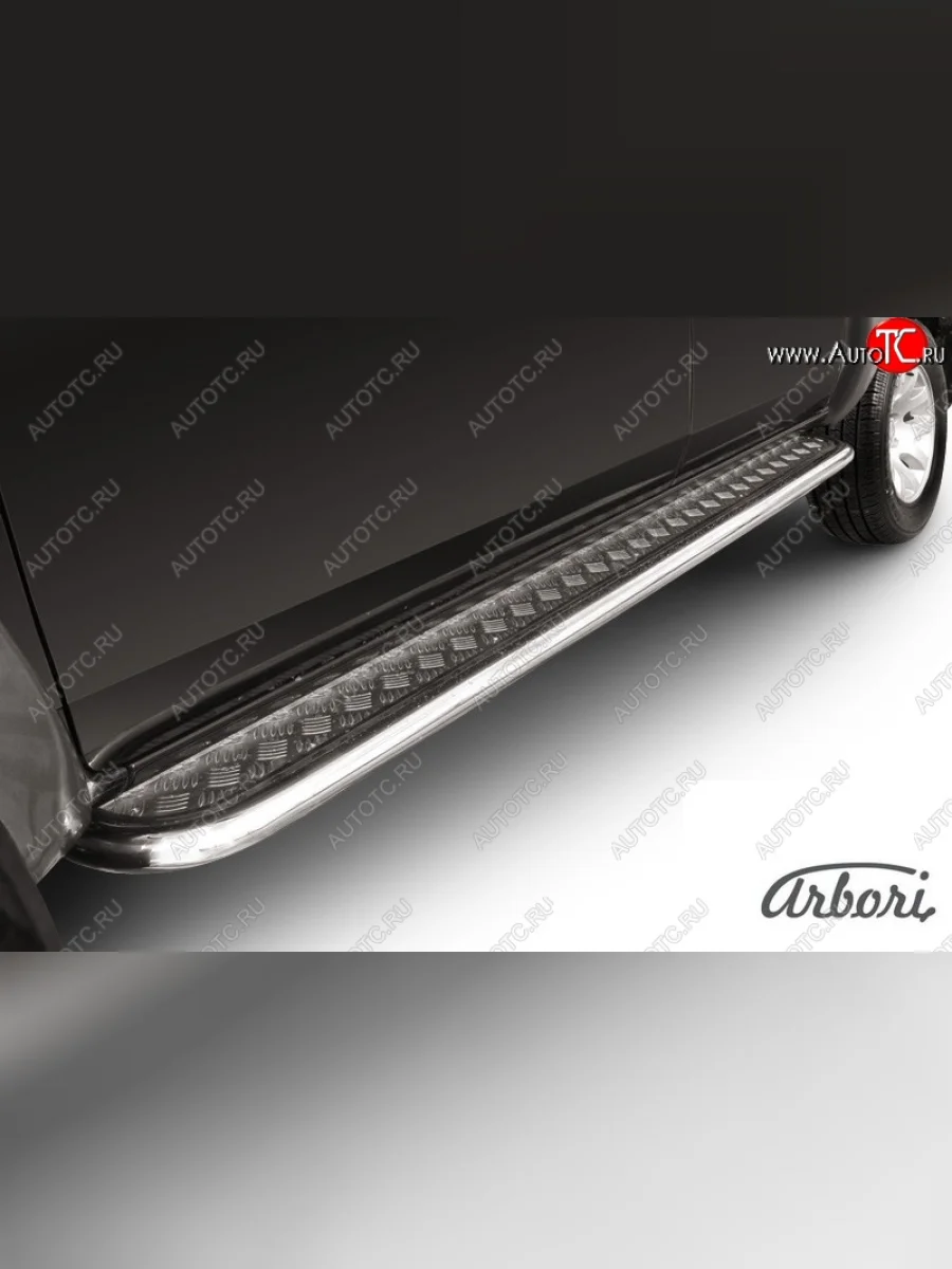 Защита штатных порогов с листом Arbori (нержавейка, алюминий, d57) Mazda BT-50 (2006-2011)  в Перми Пермском крае