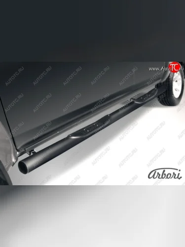 Защита штатных порогов Arbori (с проступью, черная, d76 mm). Mazda BT-50 (2006-2011)