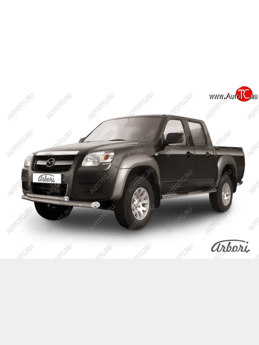 Защита переднего бампера Arbori (нержавейка, 2 трубы d76 и 57 mm)  Mazda BT-50 (2006-2011)  в Самаре Самарской области