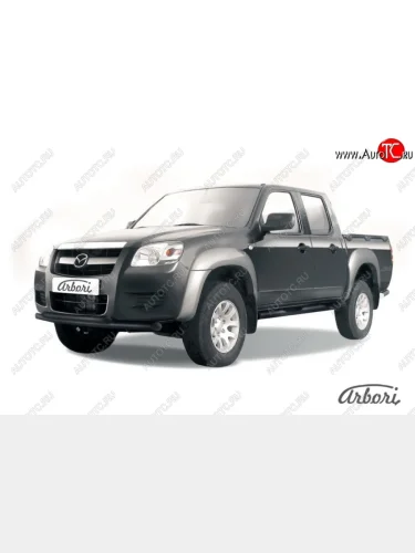 Защита переднего бампера Arbori (черная, 2 трубы d57 и 57 mm) Mazda BT-50 (2006-2011)