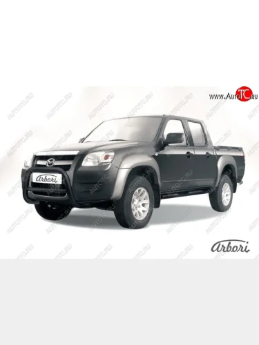 Защита переднего бампера Arbori (низкая, черная, 1 труба d57 mm). Mazda BT-50 (2006-2011)