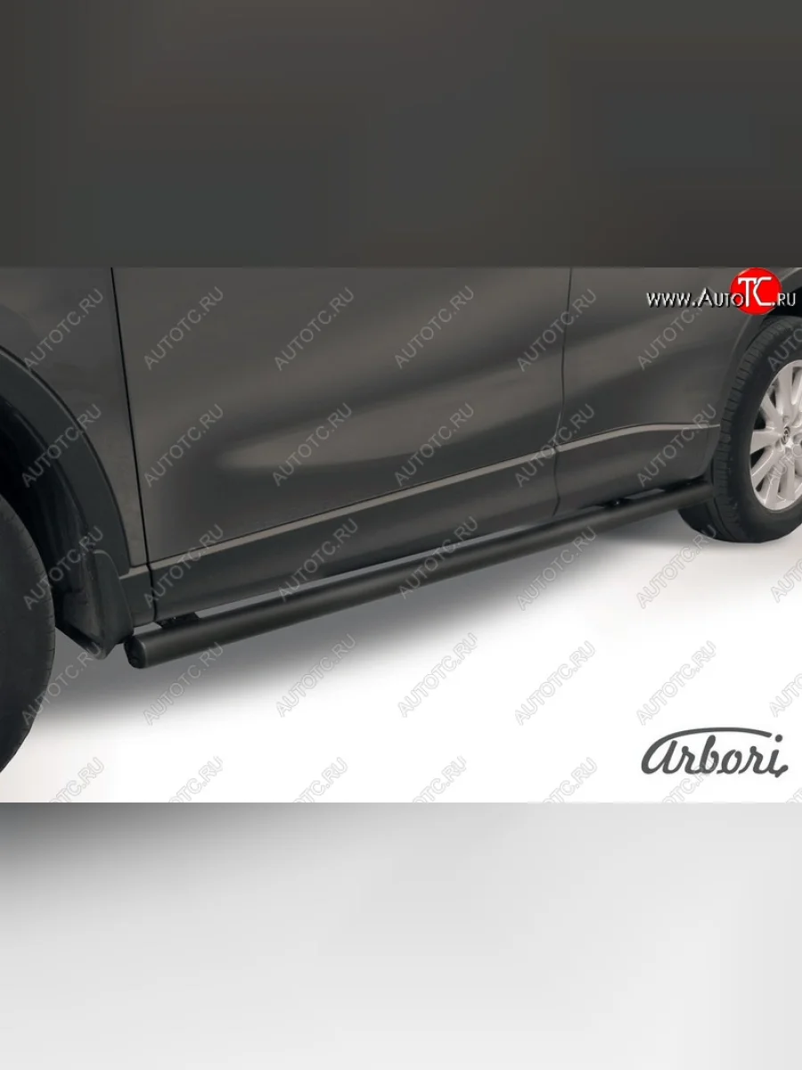Защита штатных порогов Arbori (черная, d57 mm). Mazda CX-5 KE рестайлинг (2015-2017)  с доставкой в г. Керчь
