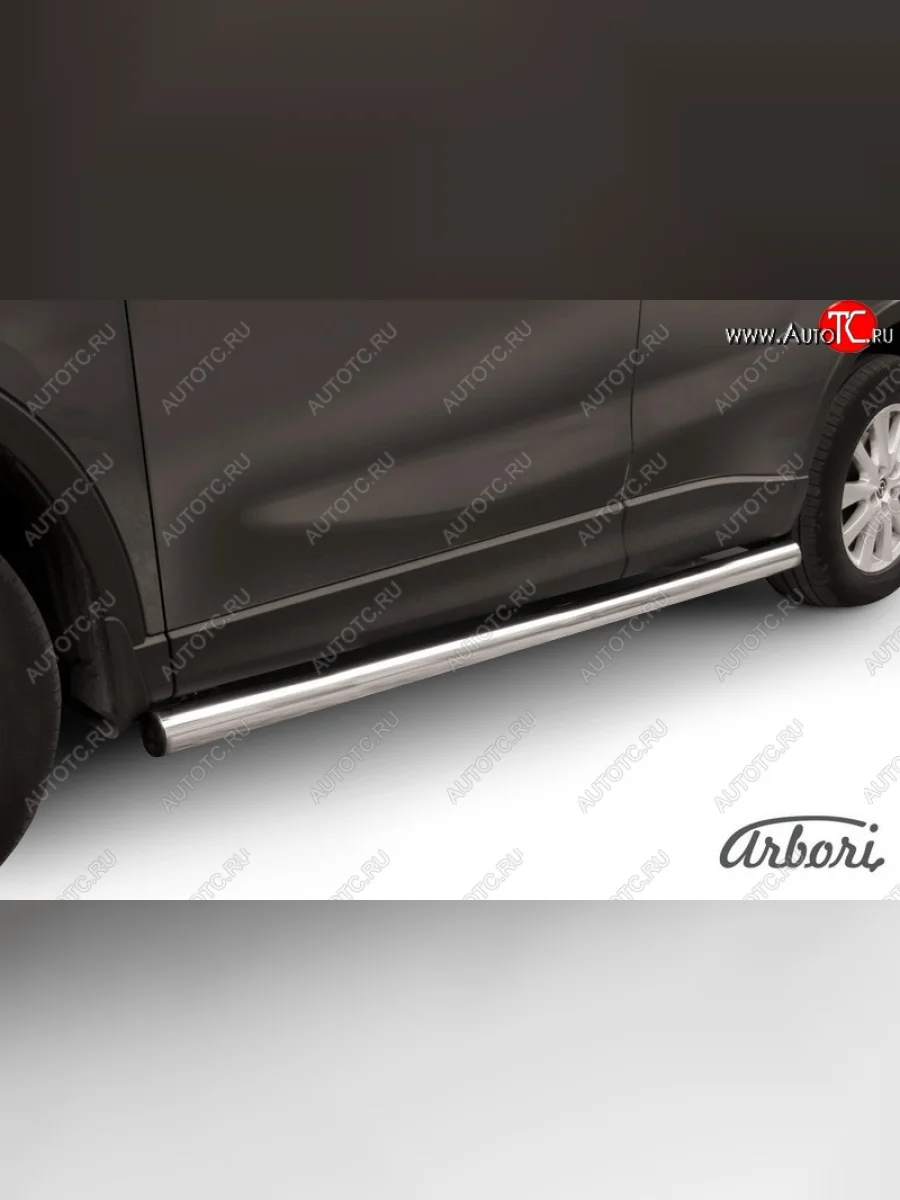 Защита штатных порогов Arbori (нержавейка, d76 mm). Mazda CX-5 KE рестайлинг (2015-2017)  с доставкой в г. Керчь
