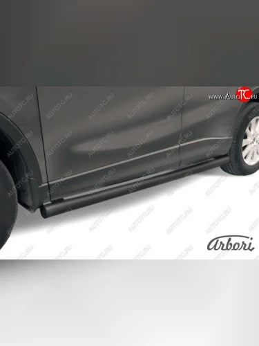 Защита штатных порогов Arbori (черная, d76 mm). Mazda CX-5 KE дорестайлинг (2011-2014)
