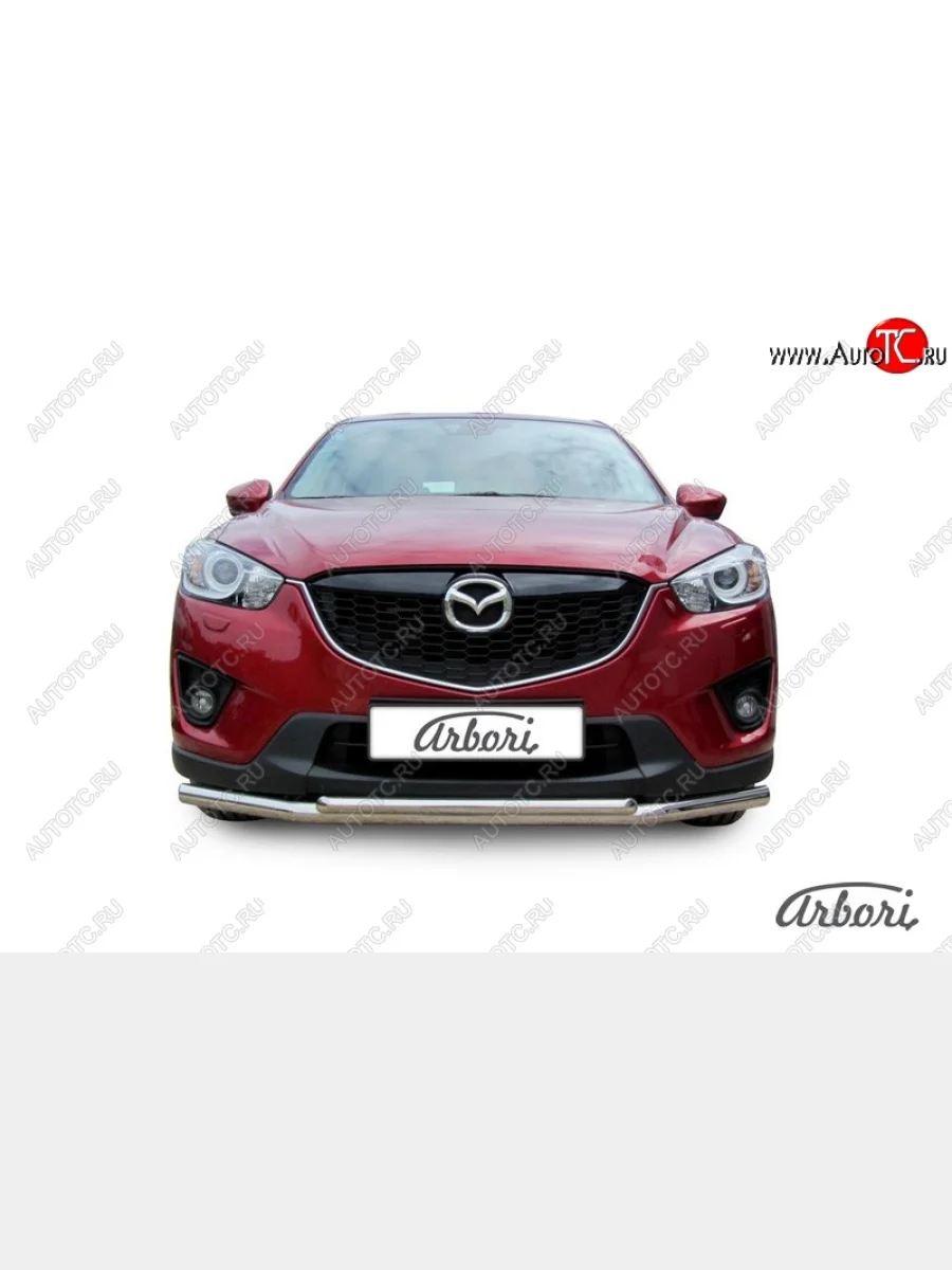 Защита переднего бампера Arbori (нержавейка, 2 трубы d57 и 42 mm) Mazda CX-5 KE дорестайлинг (2011-2014)  с доставкой в г. Керчь
