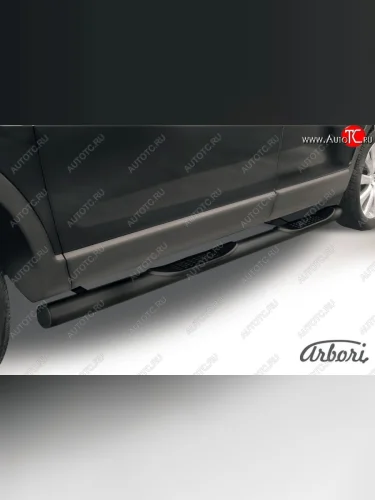 Защита штатных порогов Arbori (с проступью, черная, d76 mm). Mazda CX-9 TB дорестайлинг (2007-2009)