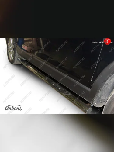 Защита штатных порогов Arbori (с проступью, нержавейка, d76 mm). Mazda CX-9 TB дорестайлинг (2007-2009)