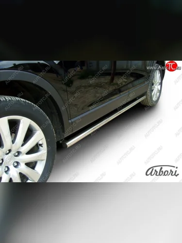 Защита штатных порогов Arbori (нержавейка, d57 mm). Mazda CX-9 TB дорестайлинг (2007-2009)