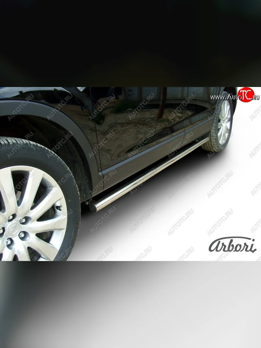 Защита штатных порогов Arbori (нержавейка, d57 mm). Mazda CX-9 TB дорестайлинг (2007-2009)  с доставкой в г. Керчь