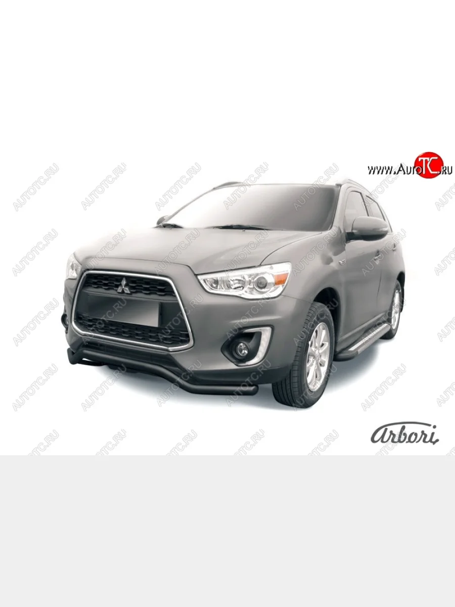 Защита переднего бампера Arbori (волна, черная, 1 труба d57 mm). Mitsubishi ASX 1-ый рестайлинг (2013-2016)  в Керчи Республика Крым