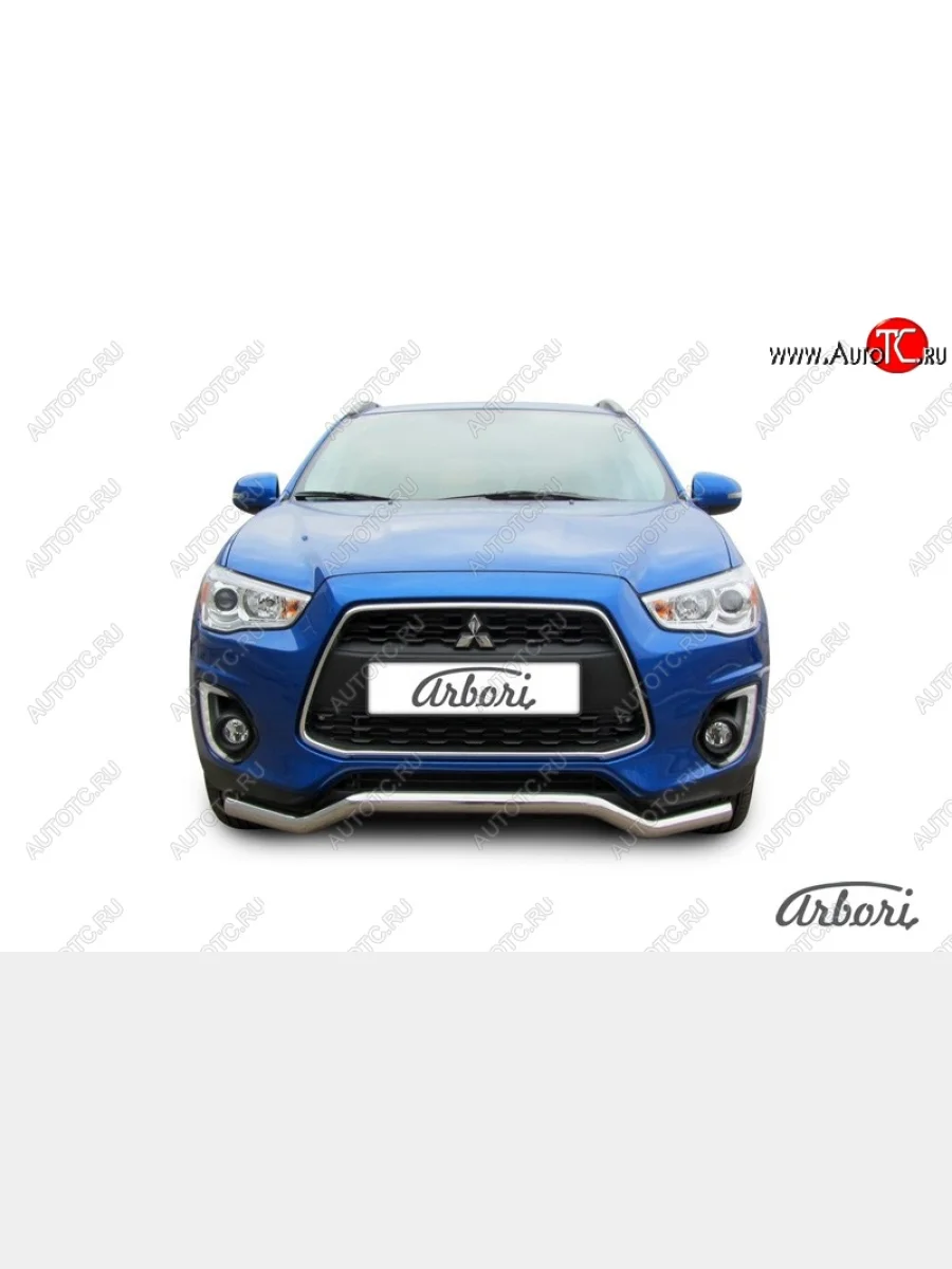Защита переднего бампера Arbori (волна, нержавейка, 1 труба d57 mm).  Mitsubishi ASX (2013-2016)  в Керчи Республика Крым