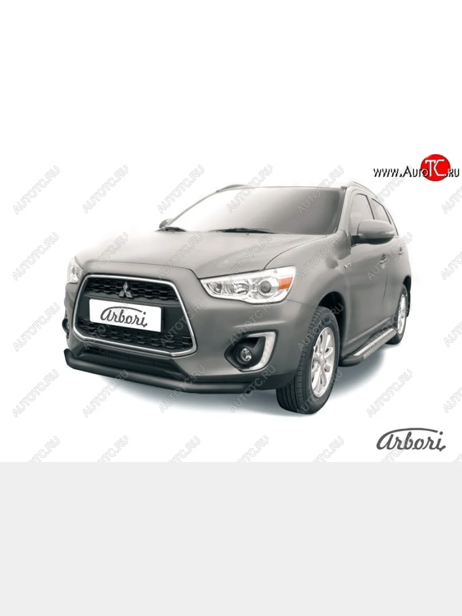 Защита переднего бампера Arbori (черная, 1 труба d76 mm). Mitsubishi ASX 1-ый рестайлинг (2013-2016)  в Перми Пермском крае