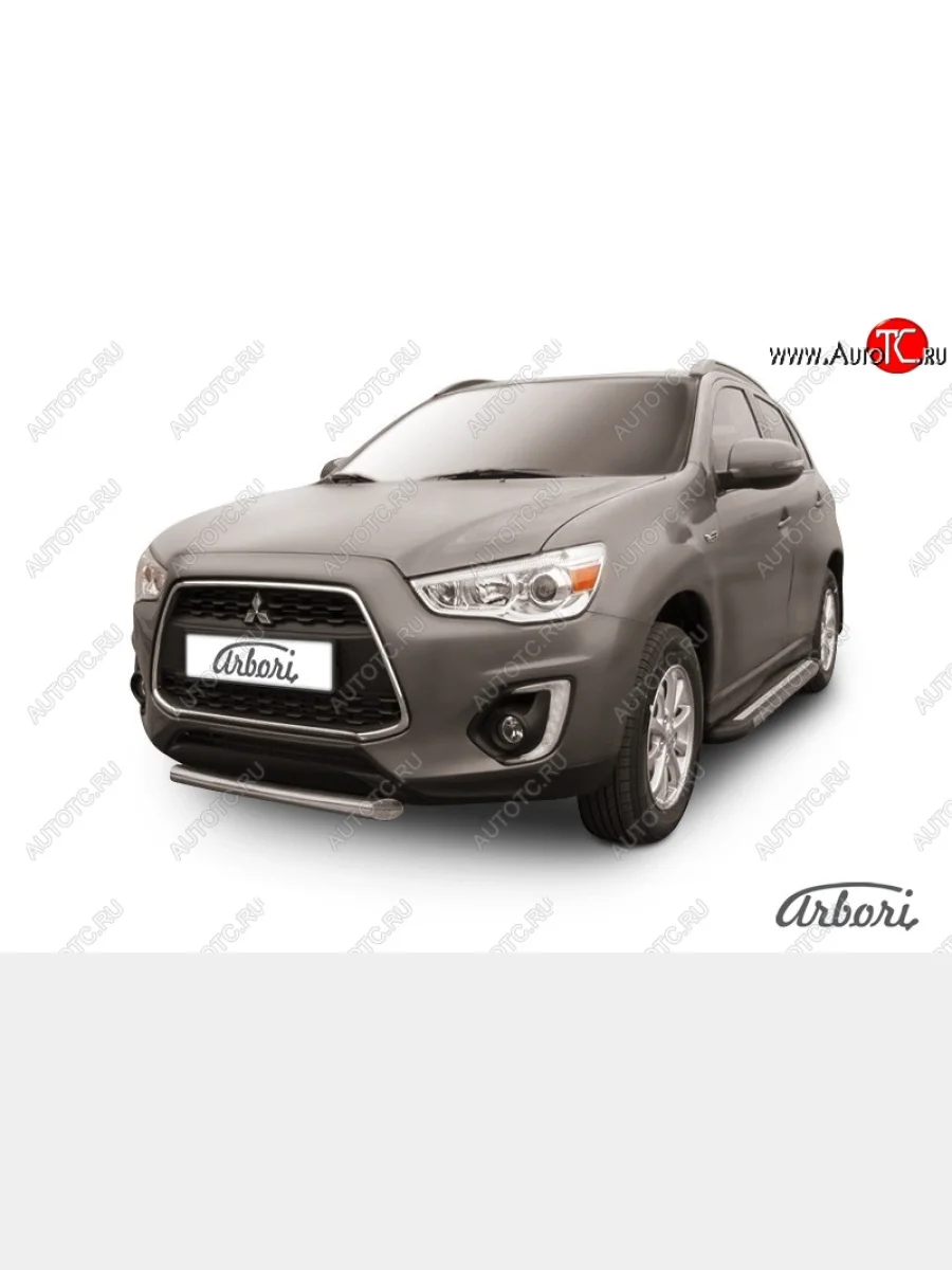 Защита переднего бампера Arbori (короткая, нержавейка, 1 труба d76 mm).  Mitsubishi ASX (2013-2016)  в Керчи Республика Крым