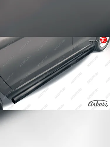 Защита штатных порогов Arbori (черная, d76 mm). Mitsubishi ASX 1-ый рестайлинг (2013-2016)