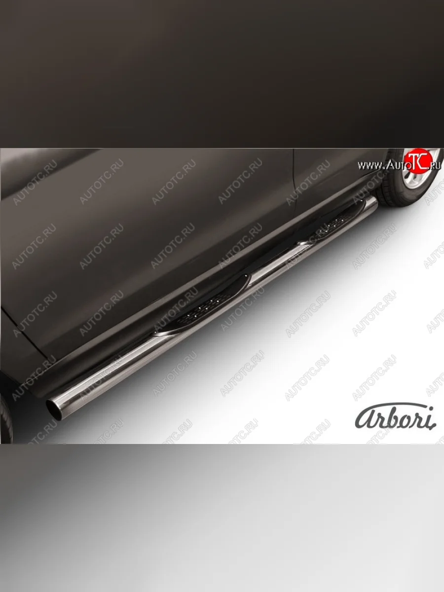 Защита штатных порогов Arbori (с проступью, нержавейка, d76 mm). Mitsubishi ASX 1-ый рестайлинг (2013-2016)  в Самаре Самарской области