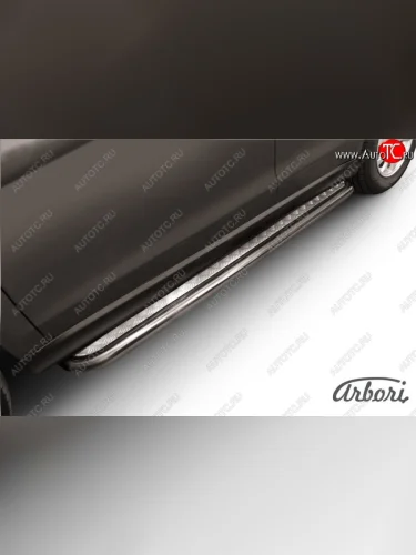 Защита штатных порогов с листом Arbori (труба - нержавейка d42, лист - алюминий) Mitsubishi ASX 1-ый рестайлинг (2013-2016)