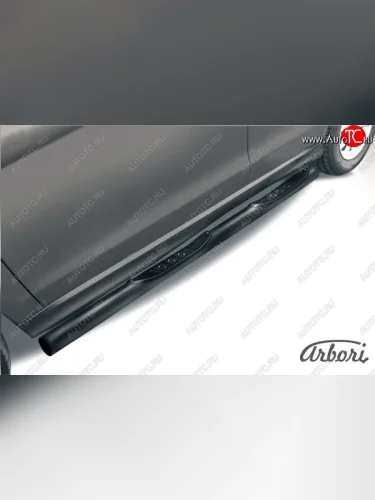 Защита штатных порогов Arbori (с проступью, черная, d76 mm). Mitsubishi ASX 1-ый рестайлинг (2013-2016)