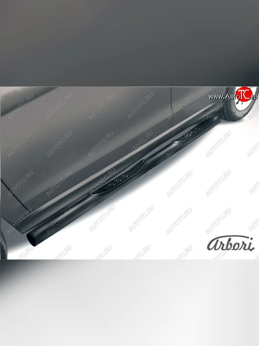 Защита штатных порогов Arbori (с проступью, черная, d76 mm). Mitsubishi ASX 1-ый рестайлинг (2013-2016)  в Самаре Самарской области