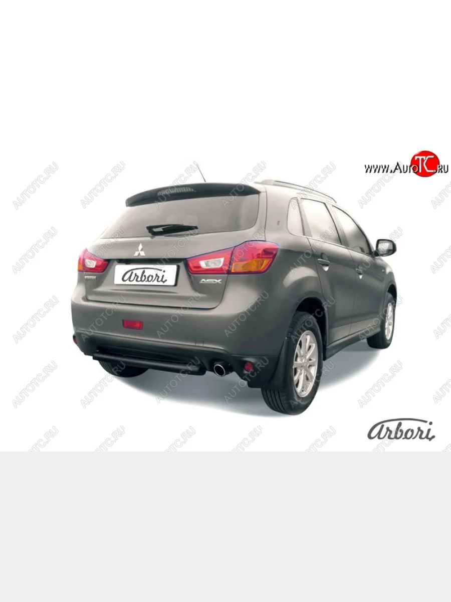 Защита заднего бампера Arbori (короткая, черная, 1 труба d76 mm). Mitsubishi ASX 1-ый рестайлинг (2013-2016)  в Самаре Самарской области