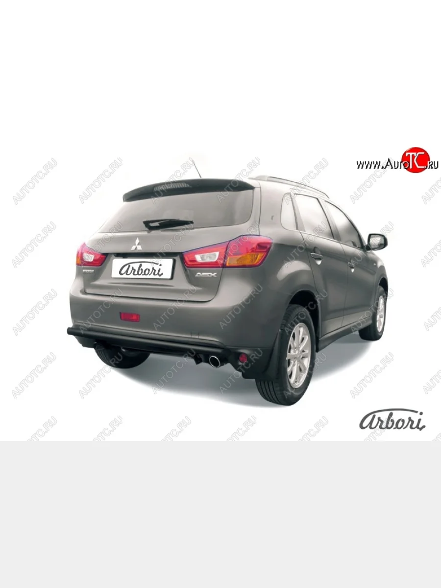Защита заднего бампера Arbori (черная, 1 труба d57 mm). Mitsubishi ASX 1-ый рестайлинг (2013-2016)  в Самаре Самарской области