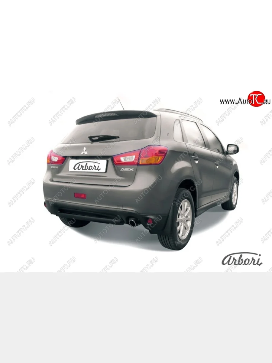 Защита заднего бампера Arbori (короткая, черная, 1 труба d57 mm). Mitsubishi ASX 1-ый рестайлинг (2013-2016)  в Самаре Самарской области