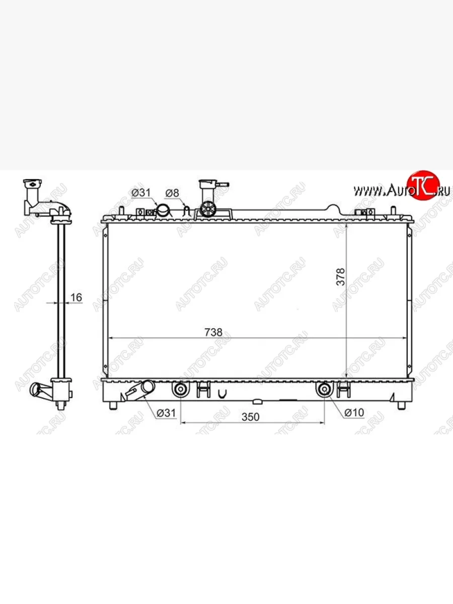 Радиатор двигателя (пластинчатый, 1.8/2.0, МКПП/АКПП) SAT Mazda 6 GG седан дорестайлинг (2002-2005)  с доставкой в г. Керчь