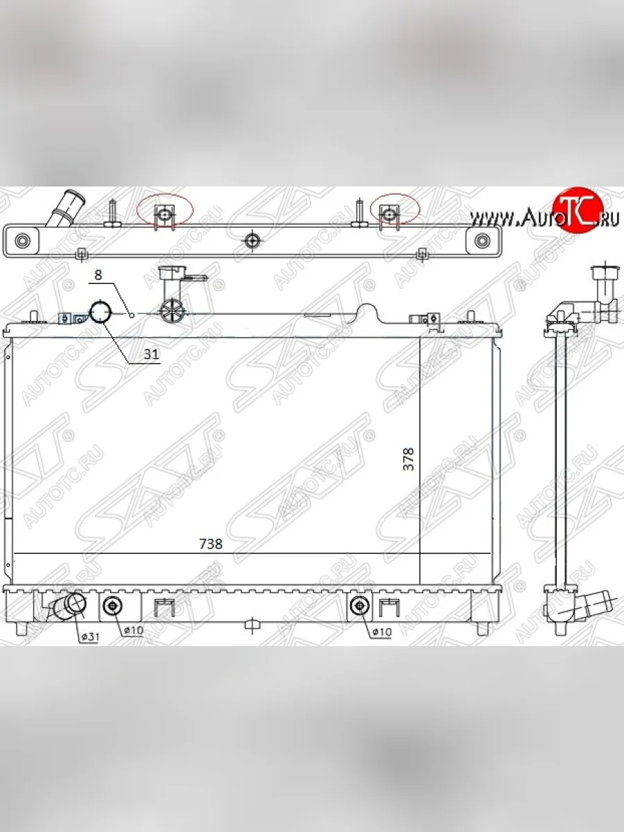 Радиатор двигателя (пластинчатый, 1.8/2.0/2.3/2.5, МКПП/АКПП) SAT Mazda 6 GH дорестайлинг универсал (2007-2010)  с доставкой в г. Керчь