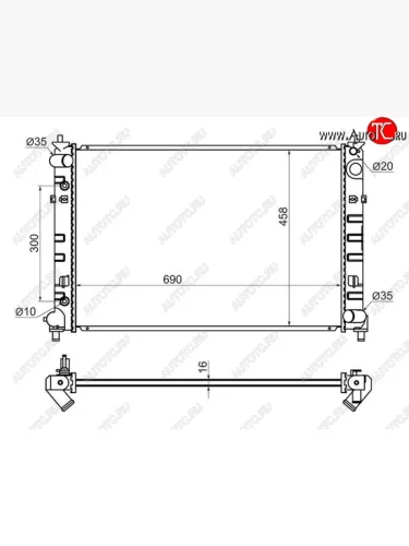 Радиатор двигателя SAT (пластинчатый, 2.0/2.3, МКПП/АКПП) Mazda MPV LW дорестайлинг (1999-2002)