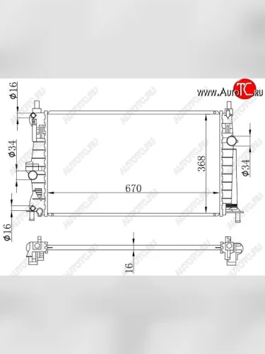 Радиатор двигателя (пластинчатый, 1.6, АКПП) SAT Mazda 3/Axela BL дорестайлинг, хэтчбэк 5 дв. (2009-2011)