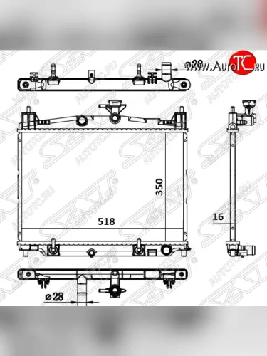 Радиатор двигателя SAT (пластинчатый, МКПП/АКПП) Mazda Demio 3 DE дорестайлинг (2007-2011)