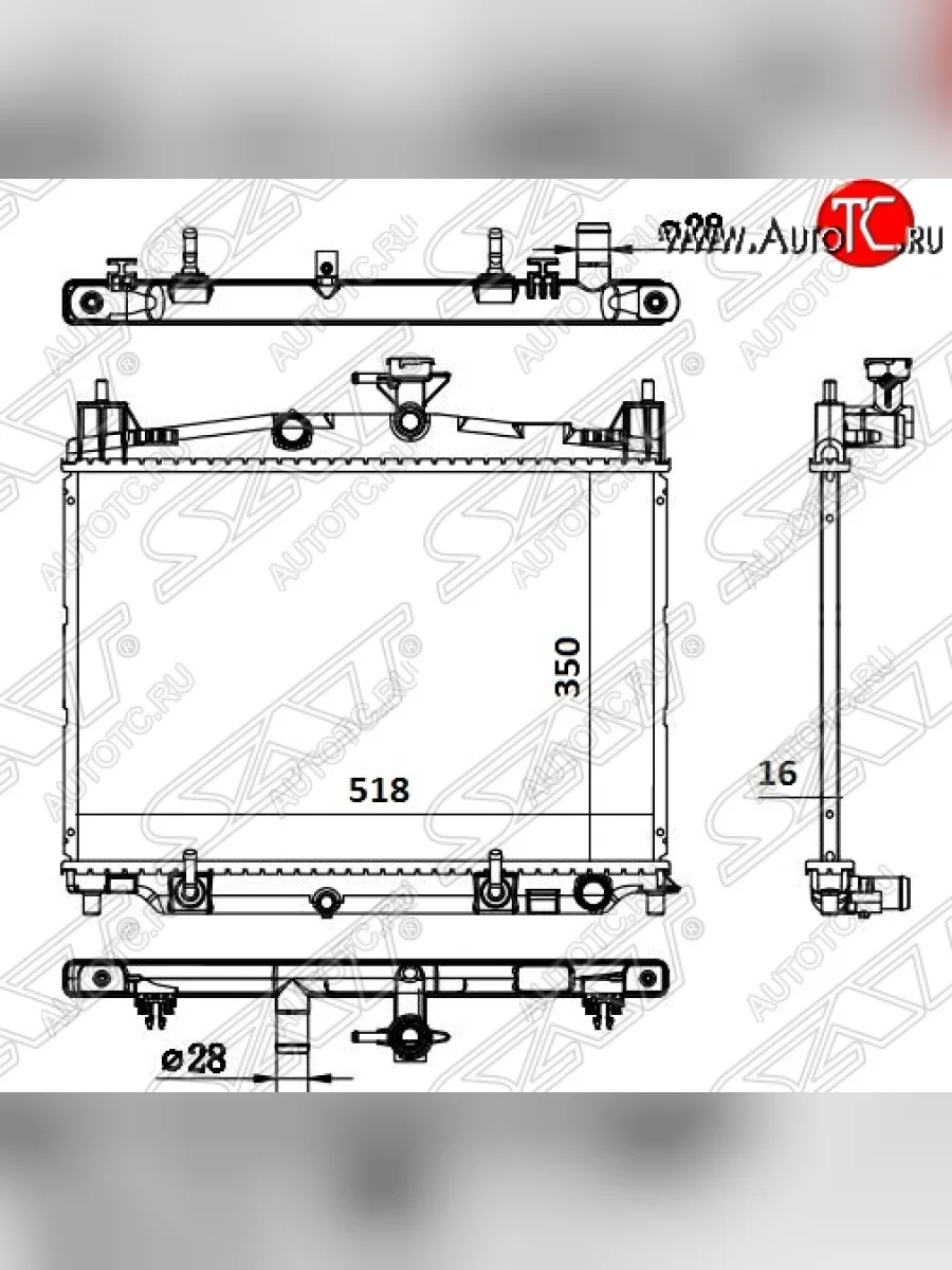 Радиатор двигателя SAT (пластинчатый, МКПП/АКПП) Mazda Demio 3 DE дорестайлинг (2007-2011)  в Керчи Республика Крым