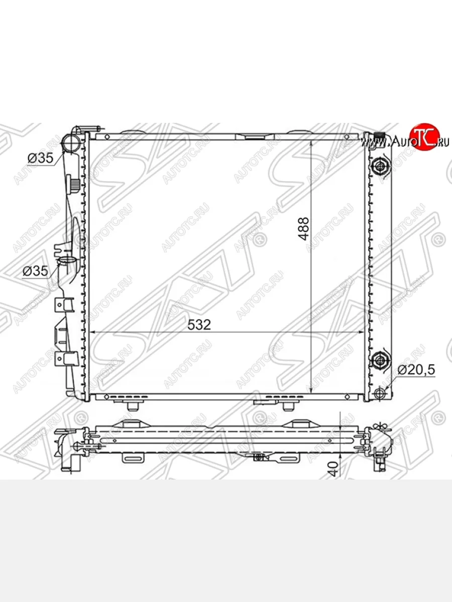 Радиатор двигателя SAT (пластинчатый, 2.6/2.8/3.0/3.2/3.6AMG, МКПП/АКПП) Mercedes-Benz E-Class W124 седан дорестайлинг (1984-1993)  в Самаре Самарской области