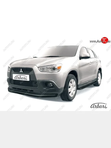 Защита переднего бампера Arbori (черная, 1 труба d76 mm). Mitsubishi ASX дорестайлинг (2010-2012)