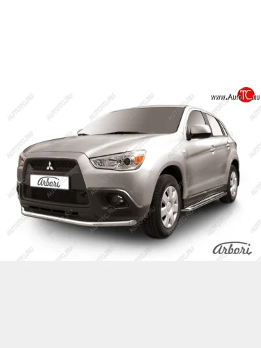 Защита переднего бампера Arbori (нержавейка, 1 труба d57 mm). Mitsubishi ASX дорестайлинг (2010-2012)