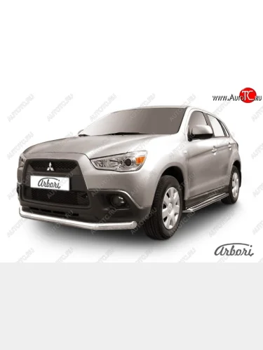 Защита переднего бампера Arbori (нержавейка, 1 труба d76 mm). Mitsubishi ASX дорестайлинг (2010-2012)