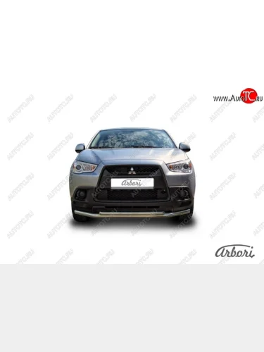 Защита переднего бампера Arbori (нержавейка, 2 трубы d57 и 42 mm) Mitsubishi ASX дорестайлинг (2010-2012)
