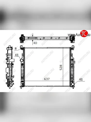 Радиатор двигателя (пластинчатый, 2.8D/3.0D/3.2D/3.5/3.5D/4.5/5.0/5.5/6.3AMG, МКПП/АКПП) SAT Mercedes-Benz ML class W164 дорестайлинг (2005-2008)