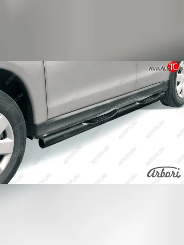 Защита штатных порогов Arbori (с проступью, черная, d76 mm). Mitsubishi ASX дорестайлинг (2010-2012)