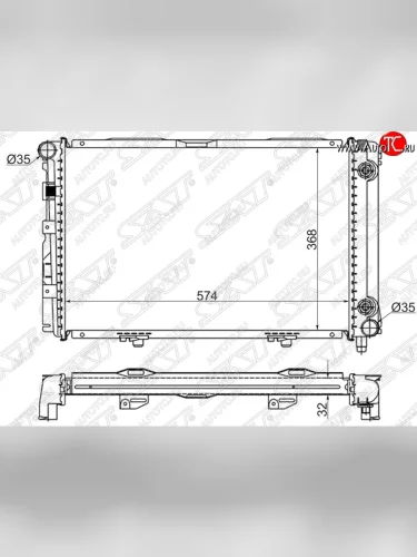 Радиатор двигателя (пластинчатый, 1.8/2.0/2.0D/2.2D, АКПП) SAT Mercedes-Benz C-Class W201 (190) седан (1982-1992)