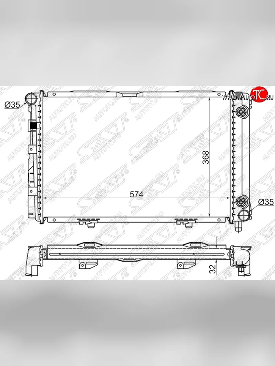 Радиатор двигателя (пластинчатый, 1.8/2.0/2.0D/2.2D, АКПП) SAT Mercedes-Benz C-Class W201 (190) седан (1982-1992)  в Самаре Самарской области