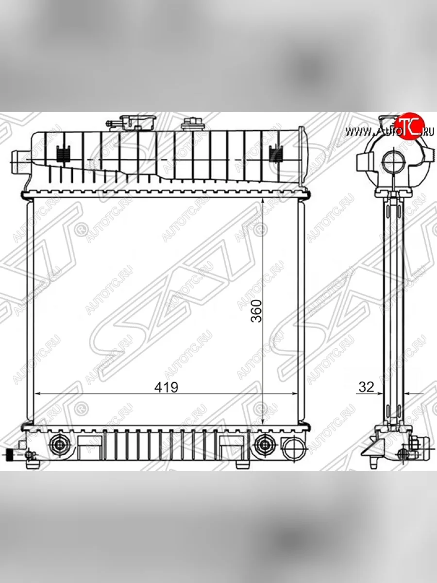 Радиатор двигателя (пластинчатый, 1.8/2.0/2.3, МКПП/АКПП) SAT Mercedes-Benz C-Class S202 дорестайлинг универсал (1992-1997)  с доставкой в г. Пермь